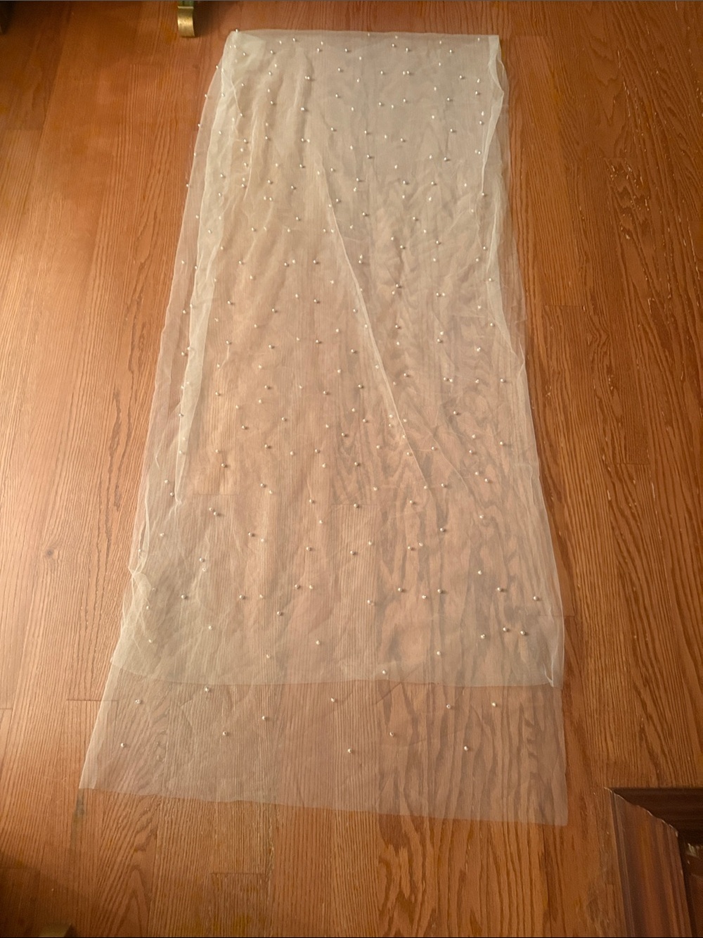 Sheer Ivory Table Cloth with Pearls